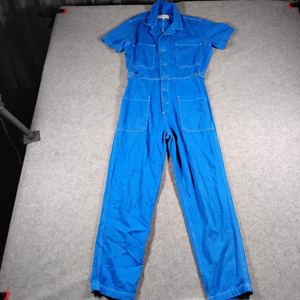 Reformation Jeans Womens Cerulean Blue Morgan Twill Short Sleeve Jumpsuit Size 2